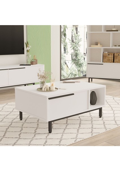 Bohem Orta Sehpa 60X90CM Metal Ayaklı Kapaklı Beyaz Boh2-W fiyatları