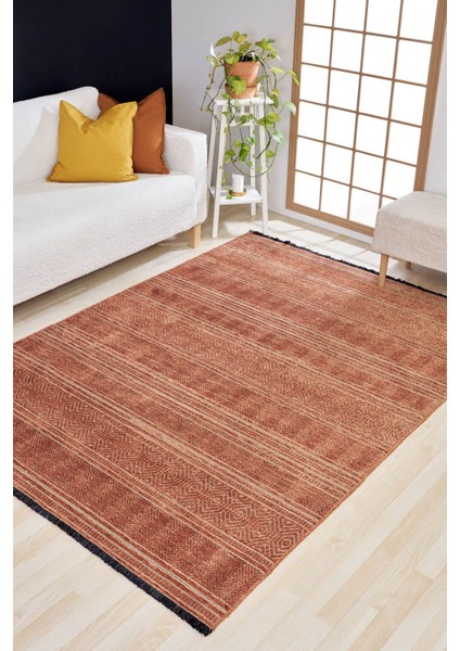 Gloria 4006 Kiremit - Jüt Halı | Modern Dekoratif Dokuma Halı