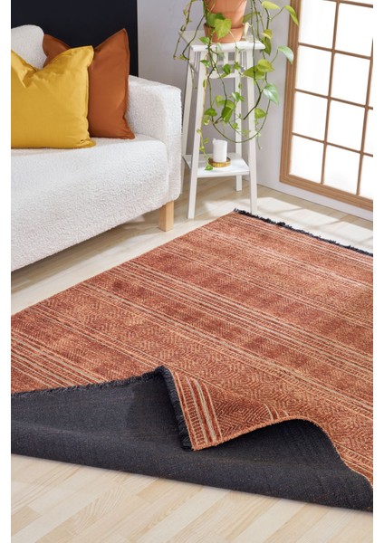 Gloria 4006 Kiremit - Jüt Halı | Modern Dekoratif Dokuma Halı