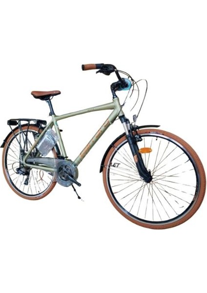 Elite 704 520H 28 Jant 21 Vites V Fren Metalik Açık Yeşil Kahve Bakır Şehir Bisikleti