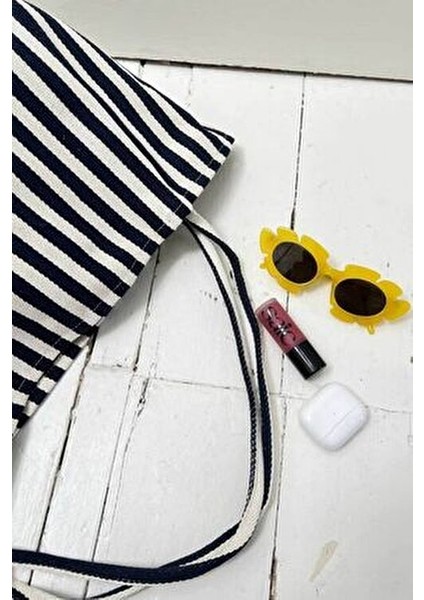 Çizgili Desen Dokuma Plaj Çantası