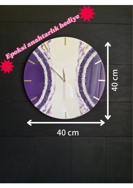 Duvar Saati-40 Cm-Modern Dekoratif Duvar Saati-Epoksi Duvar Saati-El Yapımı-6 Farklı Renk Seçeneği