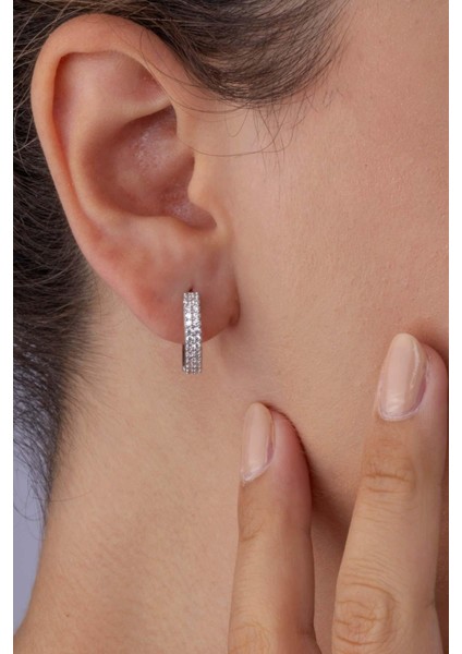 Içift Sıra Tamtur Gümüş Kadın Küpe