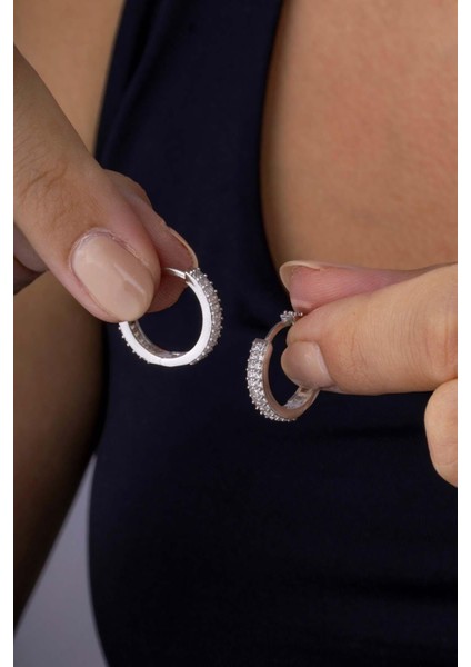 Içift Sıra Tamtur Gümüş Kadın Küpe modelleri