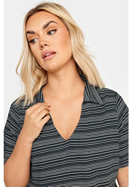 Büyük Beden V Yaka Desenli Kısa Kollu T-Shirt 303371 fiyatları