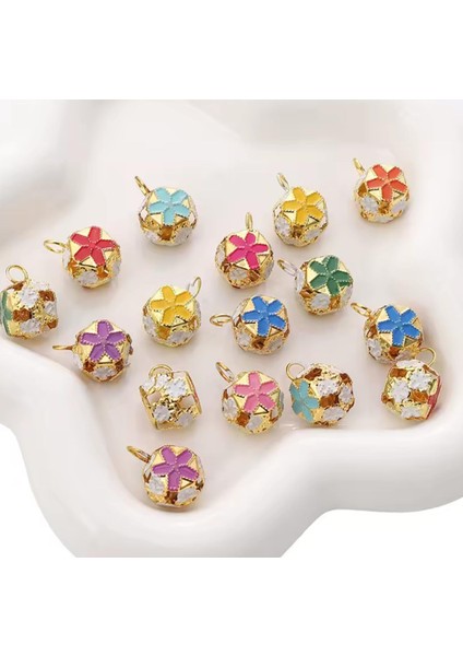 Çiçekli Kulplu Çan, Hayvan Tasma Zili, Amigurumi Zili, Kına Gecesi Tef Yapımı Zili 20 Adet Mor