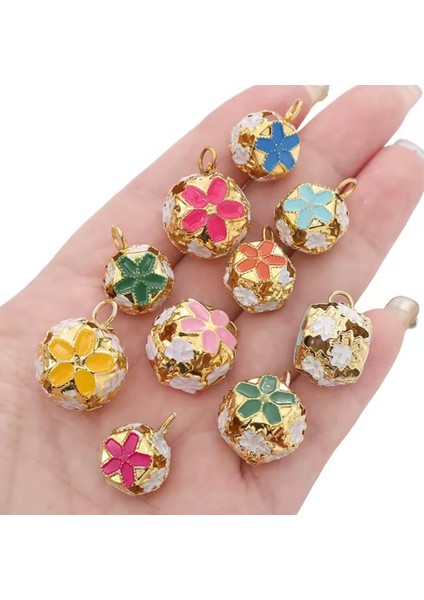 Çiçekli Kulplu Çan, Hayvan Tasma Zili, Amigurumi Zili, Kına Gecesi Tef Yapımı Zili 20 Adet Mor