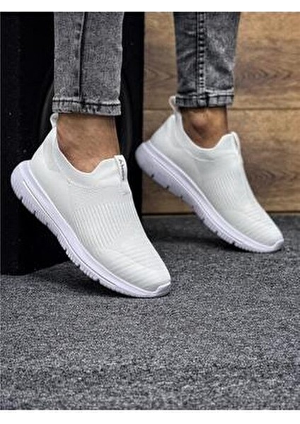 Unisex Ortopedik Bağcıksız Triko Spor Ayakkabı-Beyaz modelleri