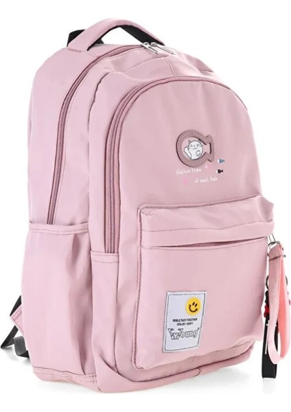 Öğrenci Sırt Okul Çantası Basit Kore Tarzı Kadın Seyahat Çantası Yumuşak Su Geçirmez Kumaş Pembe fiyatları