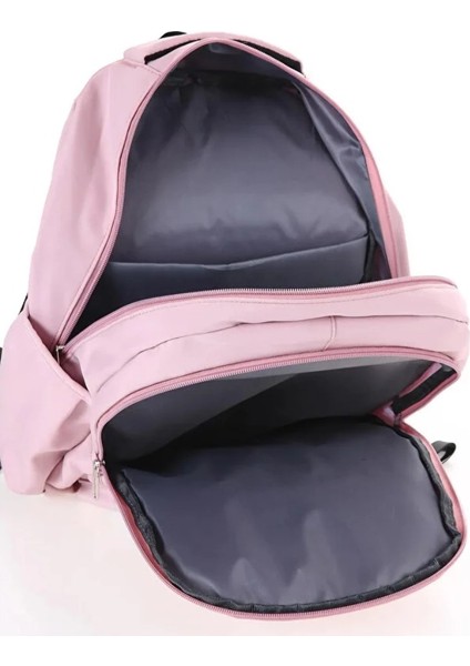 Öğrenci Sırt Okul Çantası Basit Kore Tarzı Kadın Seyahat Çantası Yumuşak Su Geçirmez Kumaş Pembe modelleri