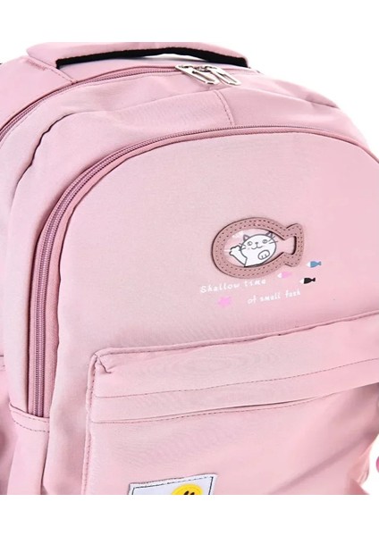 Öğrenci Sırt Okul Çantası Basit Kore Tarzı Kadın Seyahat Çantası Yumuşak Su Geçirmez Kumaş Pembe fırsatları