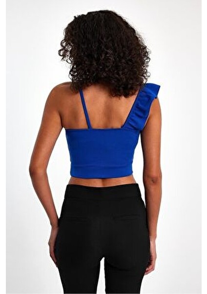 Kadın Bluz Kolsuz Volan Yaka Gül Detaylı Günlük Stil 36/S