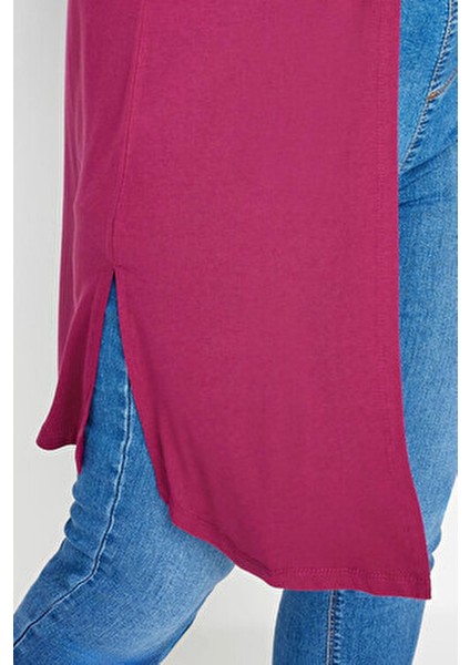 Büyük Beden Yırtmaç Detaylı Düğmesiz Esnek Kumaş Kısa Kollu Hırka 321907 fırsatları