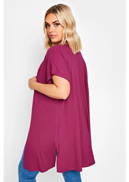 Büyük Beden Yırtmaç Detaylı Düğmesiz Esnek Kumaş Kısa Kollu Hırka 321907 indirimleri