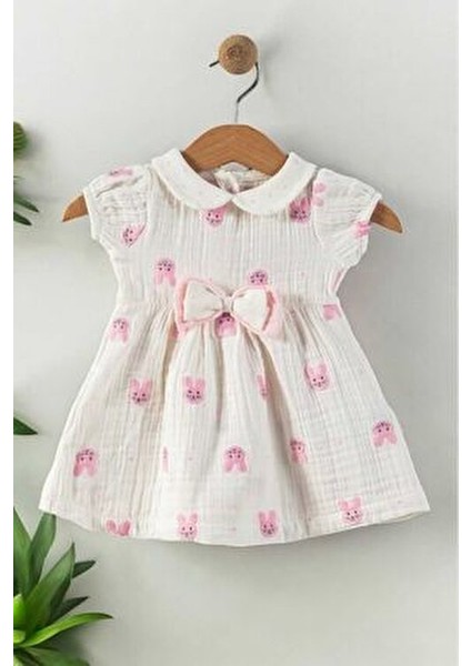 Kız Bebek/çocuk Müslin Kumaş Tavşanlı Büzgü Kol Yazlık Elbise Organik modelleri
