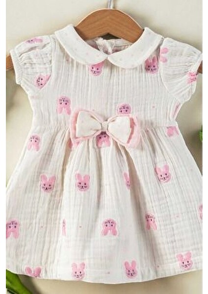 Kız Bebek/çocuk Müslin Kumaş Tavşanlı Büzgü Kol Yazlık Elbise Organik fırsatları
