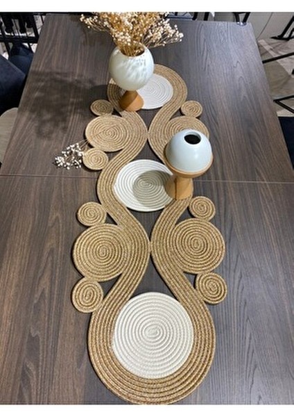 Ahenk Jüt Hasır Görünümlü Runner 40X110, Özel Tasarım Masa Örtüsü, Jüt Ranır, Jüt modelleri