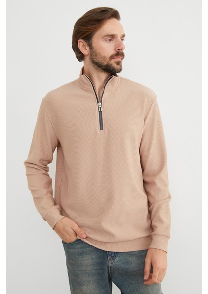 Fitilli Yarım Fermuarlı Sweatshirt fiyatları