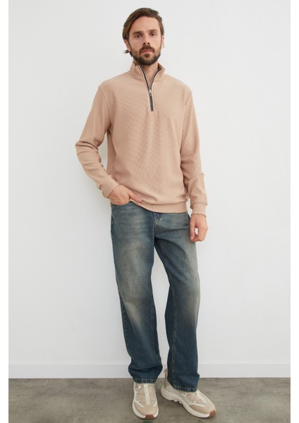 Fitilli Yarım Fermuarlı Sweatshirt modelleri