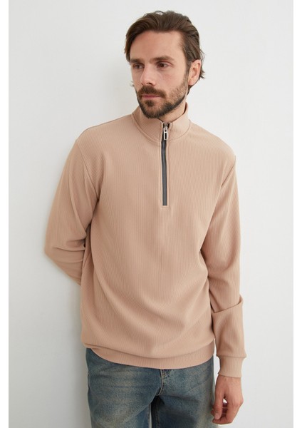 Fitilli Yarım Fermuarlı Sweatshirt indirimleri