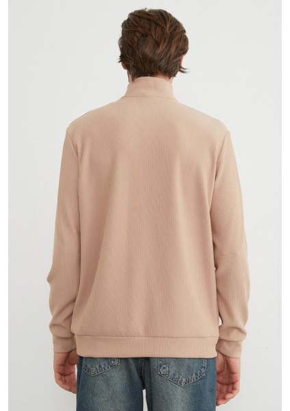 Fitilli Yarım Fermuarlı Sweatshirt