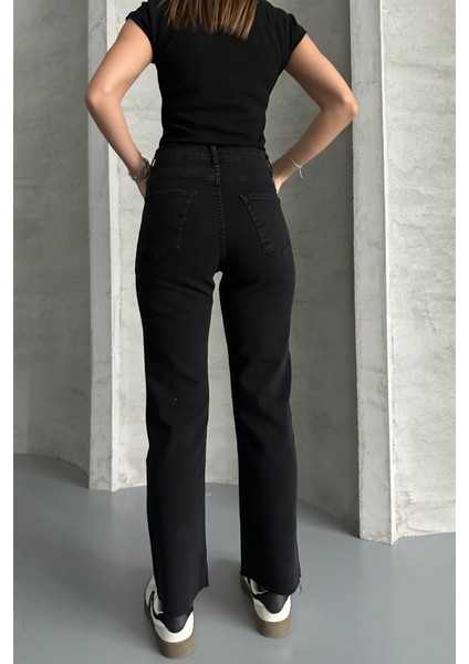 Siyah Boy Fit Kesik Paça Jean Siyah/kar Yıkama / 28