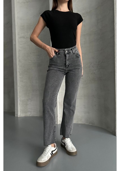 Füme Boy Fit Kesik Paça Jean Füme/kar Yıkama / 27