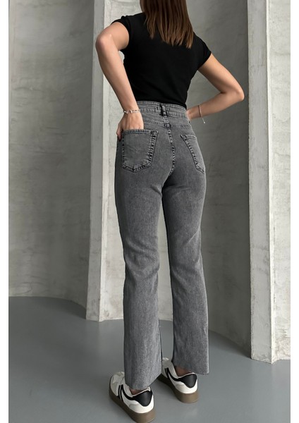 Füme Boy Fit Kesik Paça Jean Füme/kar Yıkama / 27