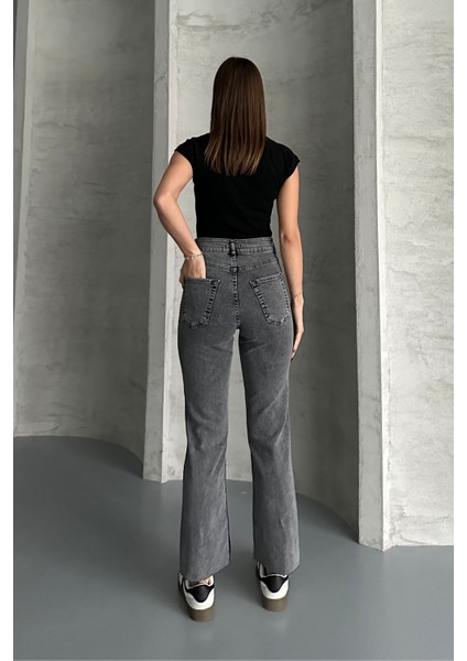 Füme Boy Fit Kesik Paça Jean Füme/kar Yıkama / 27