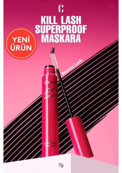 Kirpiklere Hacim Veren, Suya Dayanıklı Maskara Clıo Kill Lash Superproof Mascara (20 Bouncy Lash)