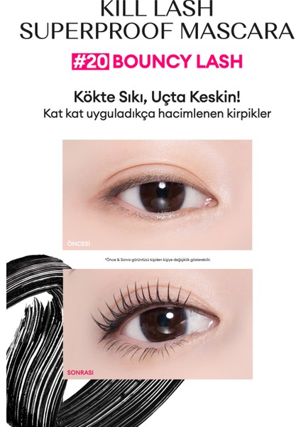 Kirpiklere Hacim Veren, Suya Dayanıklı Maskara Clıo Kill Lash Superproof Mascara (20 Bouncy Lash) fiyatları