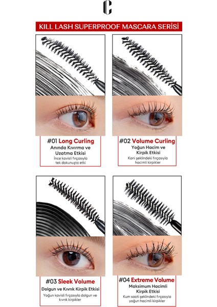 Kirpiklere Hacim Veren, Suya Dayanıklı Maskara Clıo Kill Lash Superproof Mascara (20 Bouncy Lash) indirimleri