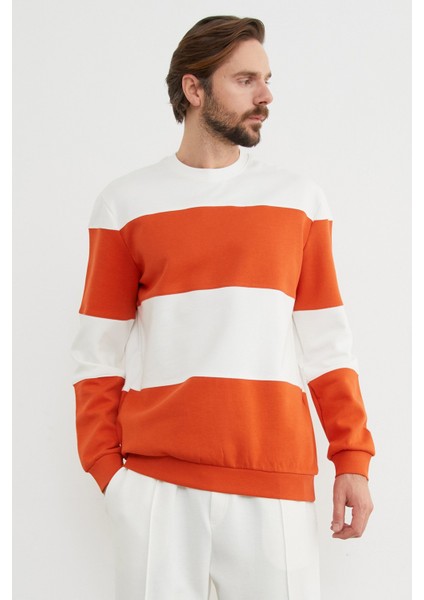 Renk Bloklu Oversize Bisiklet Yaka Sweatshirt modelleri