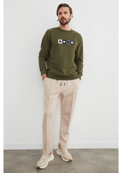 3 Iplik Nakışlı Bisiklet Yaka Sweatshirt modelleri