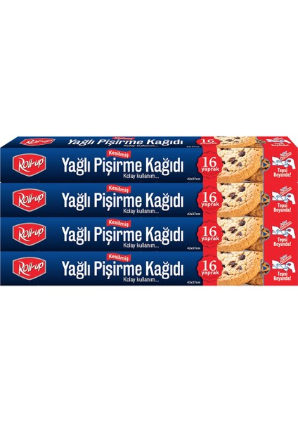 Kesilmiş Yağlı Pişirme Kağıdı 16 Yaprak 4lü Kutu Set
