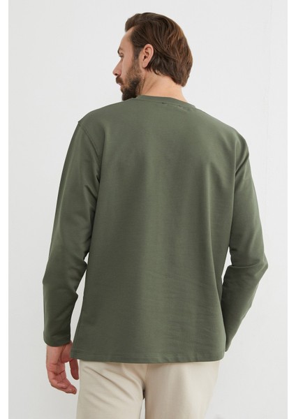 Baskılı Bisiklet Yaka Sweatshirt