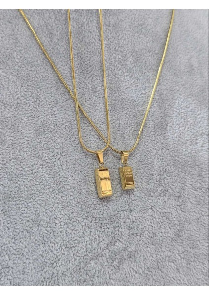 Çelik Solmaz Kararmaz Külçe Altın Görünümlü Yılan Zincir Kolye fiyatları