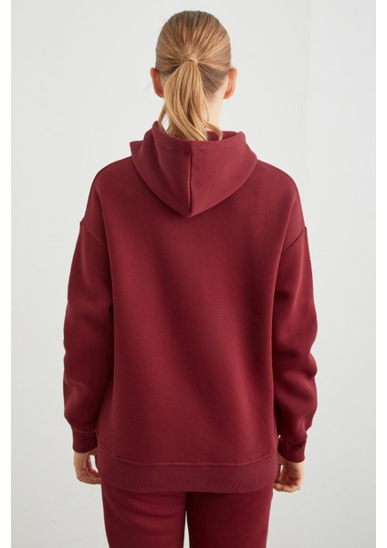 3 Iplik Kot Ayıcık Nakışlı Oversize Kapüşonlu Sweatshirt indirimleri