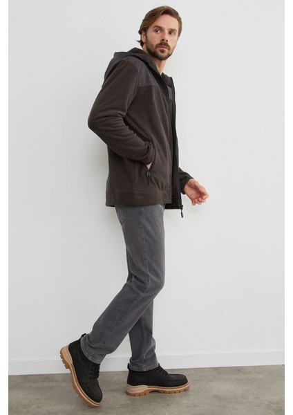 Armalı Kapüşonlu Fermuarlı Polar Ceket modelleri