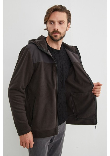 Armalı Kapüşonlu Fermuarlı Polar Ceket fırsatları