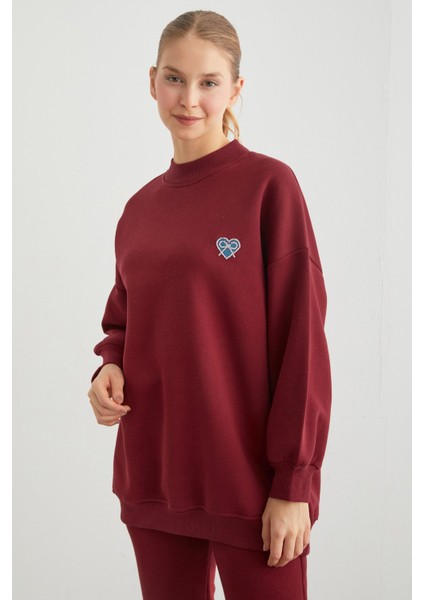 3 Iplik Kurdele Taş Işlemeli Oversize Sweatshirt modelleri