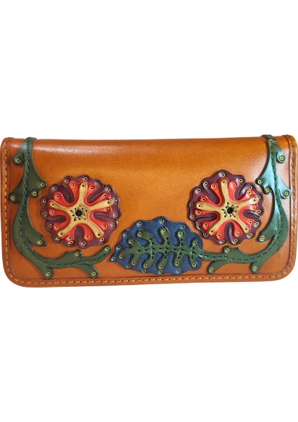 Deri El Yapımı Yatay Telefon Bölmeli Fermuarlı ve Çıt Çıtlı Kadın Cüzdan (Liva) fiyatları