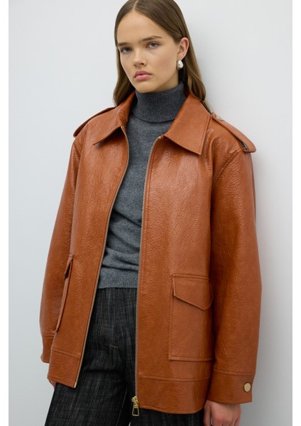 Çift Cepli Fermuarlı Geniş Kesim Mont Tarçın K2617512_053