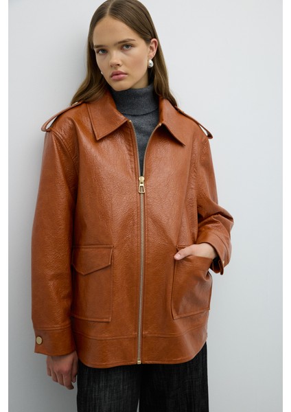 Çift Cepli Fermuarlı Geniş Kesim Mont Tarçın K2617512_053 fırsatları