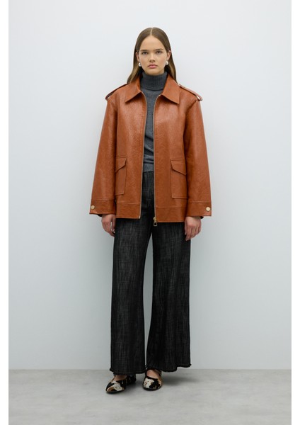 Çift Cepli Fermuarlı Geniş Kesim Mont Tarçın K2617512_053 indirimleri