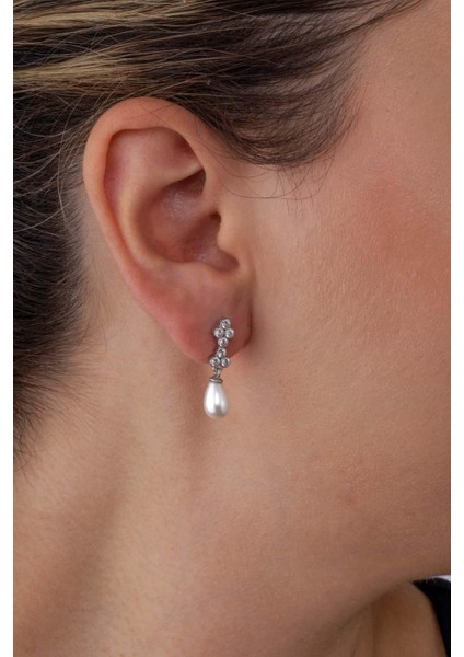 Damla Kesim Inci Taneli Beyaz Altın Kaplama Gümüş Kadın Küpe fiyatları