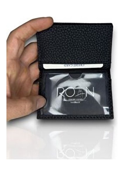 Vegan Kartlık Minimalist Tasarım Şeffaf Kimlik Cepli Erkek Kredi Kartlık ve Cüzdan