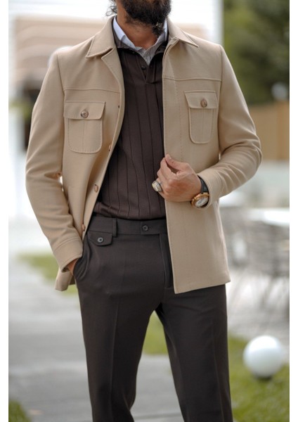 Özel Tasarım Cep Detaylı Kısa Kaşe Kaban modelleri