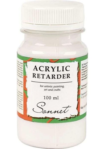 Sonnet Akrilik Retarder Akrilik Boya Kuruma Geciktirici 100 Ml.