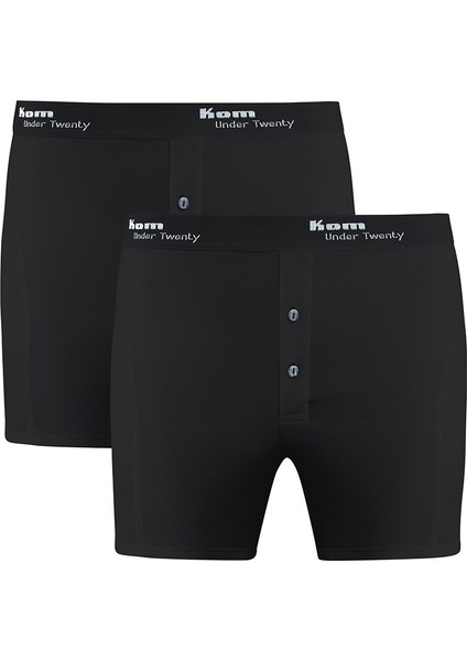 Modal Pamuk Önü Düğmeli Erkek Uzun 2li Paket Boxer Long Short